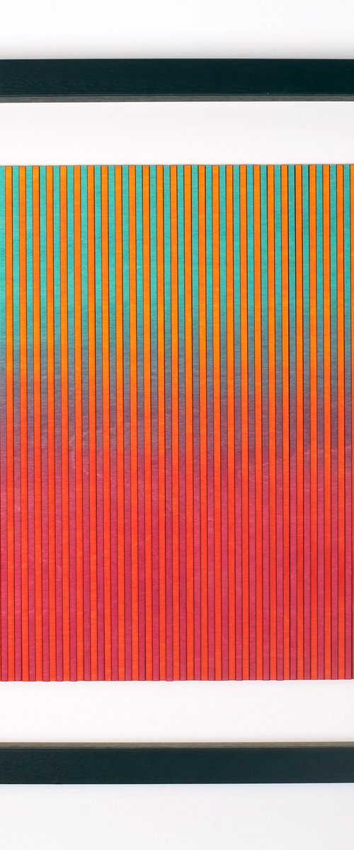 Ombre Landscape Wood Panel Collage Red Orange Aqua by Amelia Coward