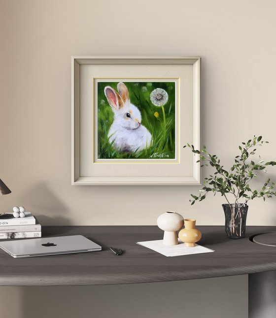 White Rabbit with Dandelion