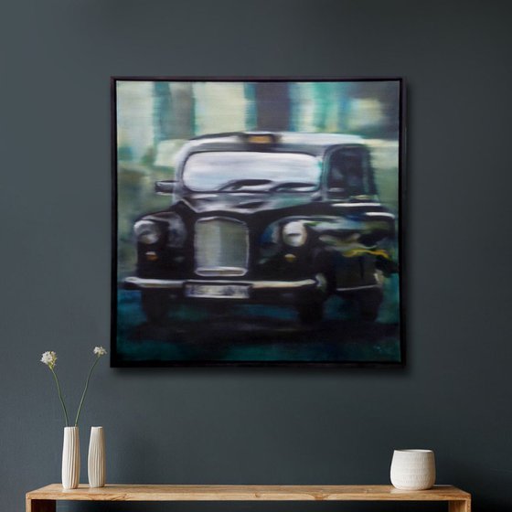 Taxi - Blurred Photographic Oil Painting