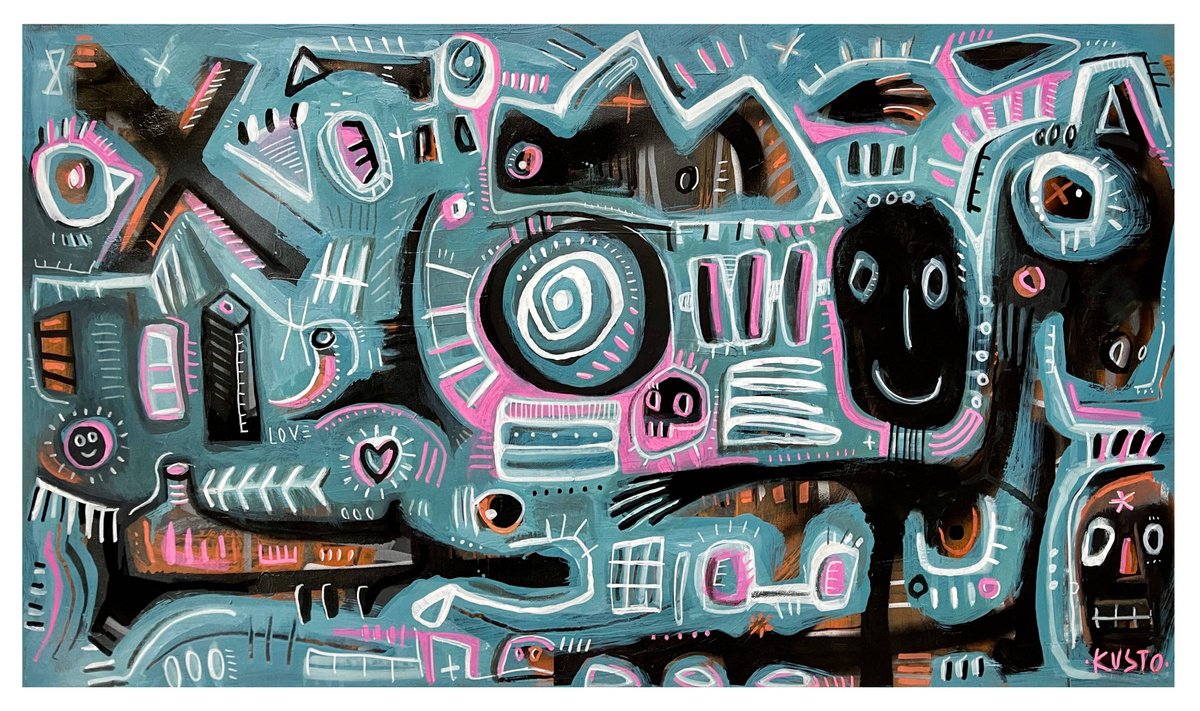 Impressionistic Abstract Acrylic Painting By Daria Kusto, 29 X 17, Abstract Adventure, Original Artwork