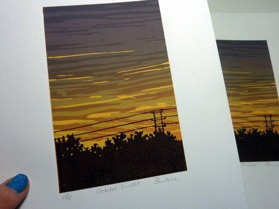 October Sunset, framed