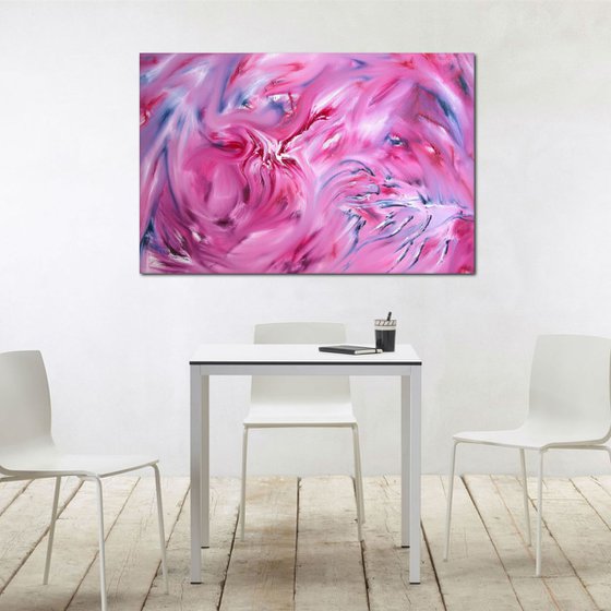Rose without thorns - 90x60 cm, Original abstract painting, oil on canvas