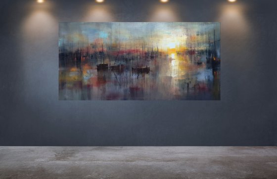 "Harbor of destroyed dreams - The sound of Ashes" W 120 x H 60 cm