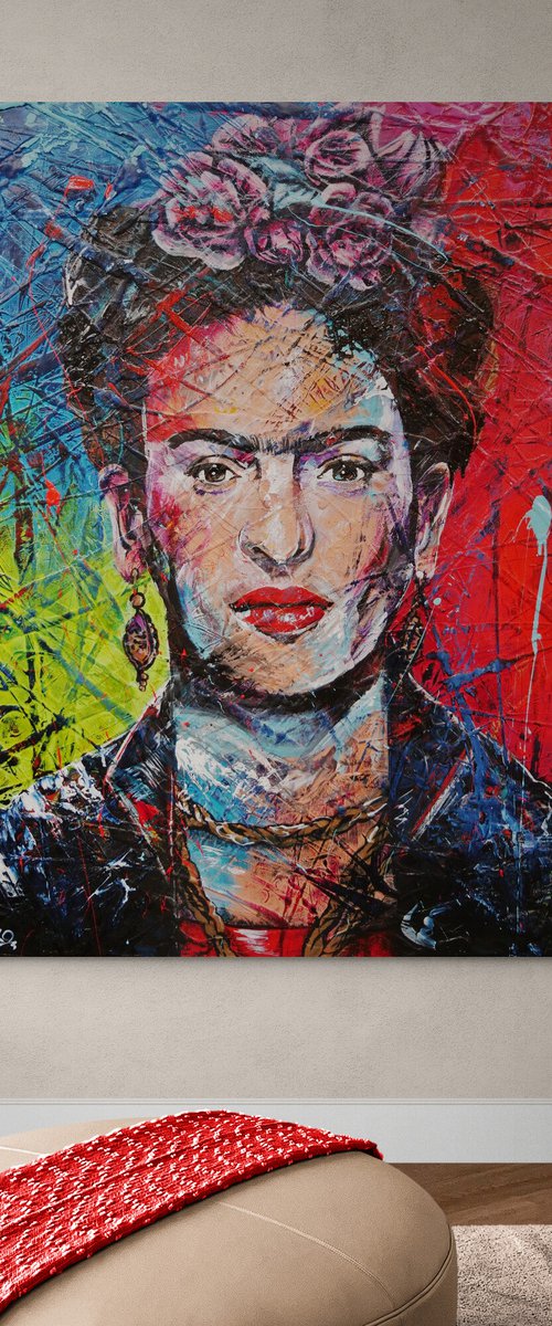 Frida Mexicano 120cm x 150cm Frida Kahlo Textured Abstract Realism Art by Franko