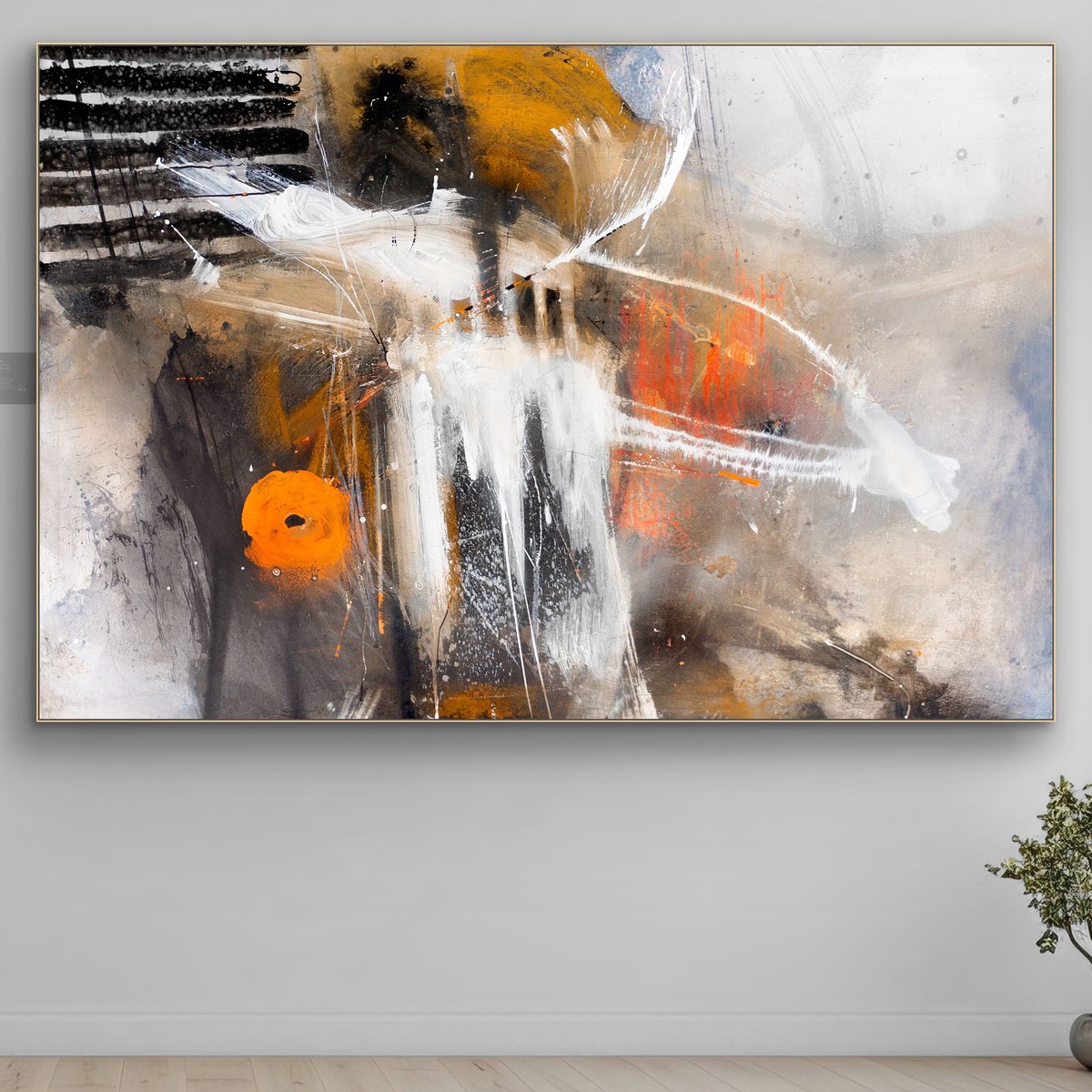 Organic Abstract Acrylic Painting By Adriano Ribeiro, 47 X 31, The Amber Games, Original Artwork
