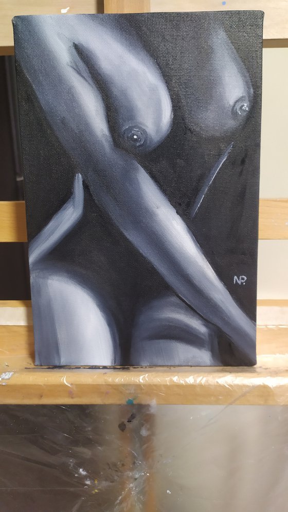 Sexy woman, erotic nude girl original oil painting, gift, bedroom art