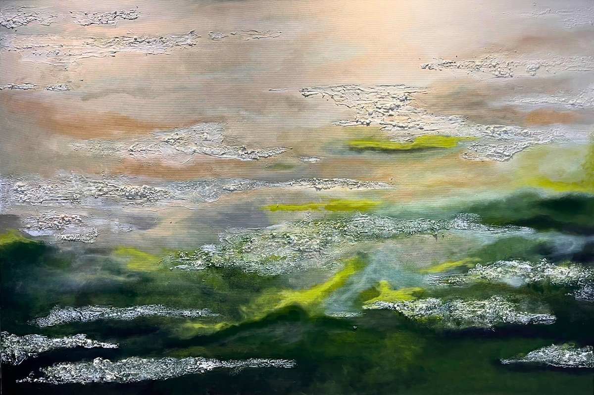 Abstract Acrylic Painting By Seda Eyuboglu, 59 X 39", Calm, Original Artwork