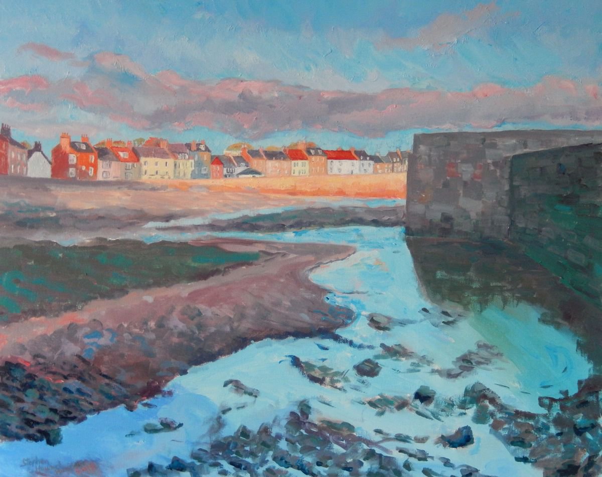 Impressionistic Landscape Oil Painting By Stephen Howard Harrison, 31 X 26", Anstruther, Looking East, Original Artwork
