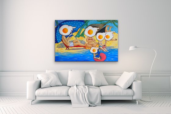 Egg family on the beach