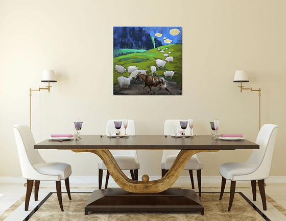 A random passerby. Mountain landscape