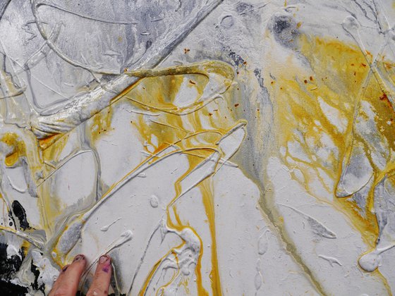 Desert Rain 190cm x 100cm White Sienna Textured Abstract Art