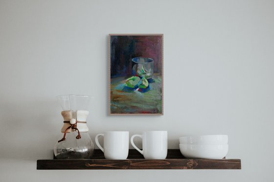 Glass and Sliced ​​Apples