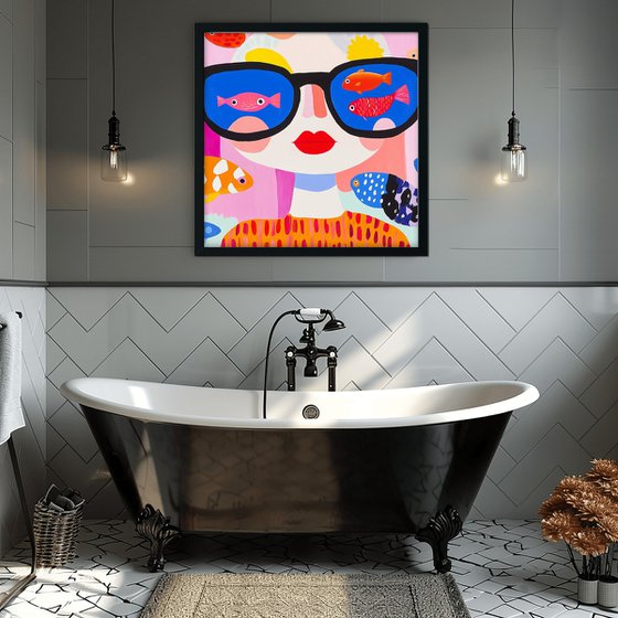 Surreal Fish-Glasses Girl