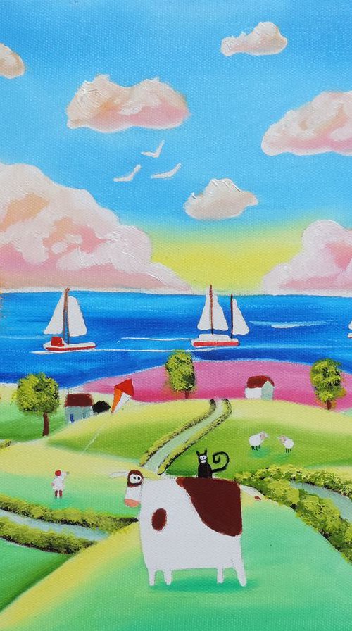 cow and the seaside by Gordon Bruce