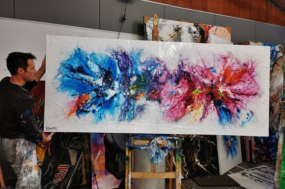 Cotton Candy Bouquet 240cm x 100cm Colourful Abstract Art