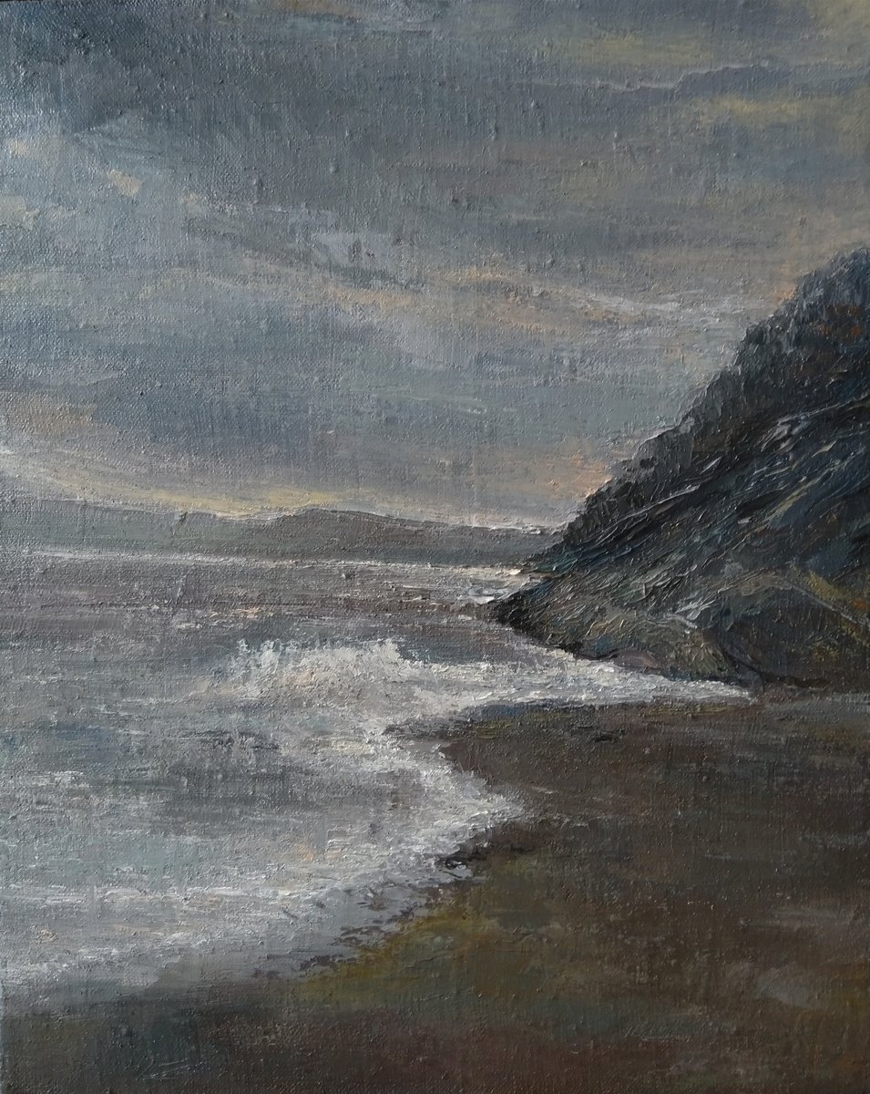 Impressionistic Landscape Oil Painting By Kamsar Ohanyan, 16 X 20", Cloudy Day, Original Artwork