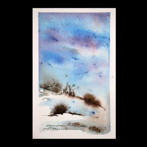 SMALL LANDSCAPES 7, WATERCOLOR, 15 x 23 CM