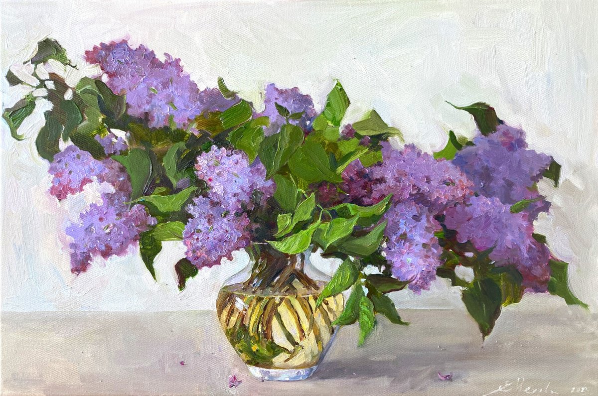 Oil Painting Still life with Lilac by Evgeniia Mekhova