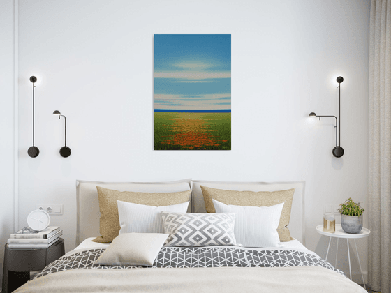 Spring Flower Field - Blue Sky