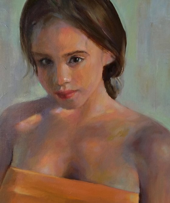 Young girl 33x44cm ,oil/canvas, impressionistic figure