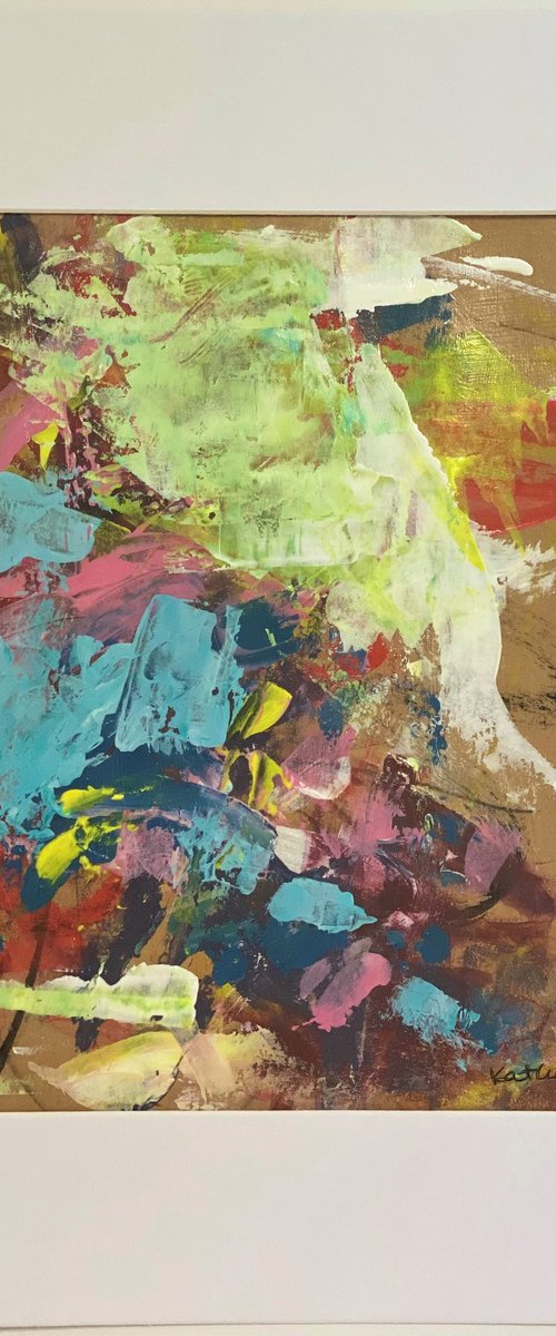 Hidden Gems 12 - brightly colored energetic bold abstract painting raw art by Kat Crosby