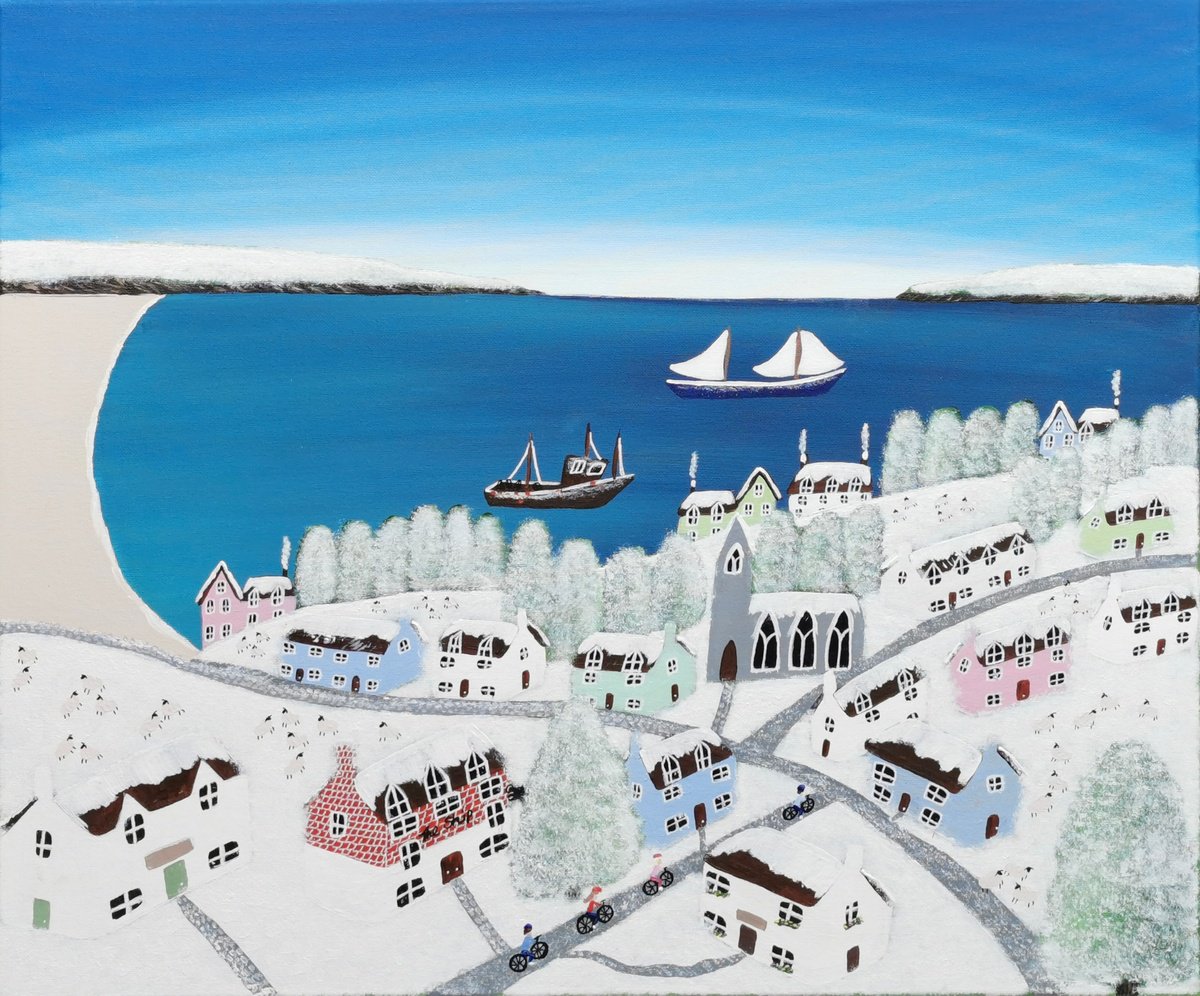 Naive Landscape Acrylic Painting By Elisa Trueman, 25 X 21, Take Me Home, Original Artwork