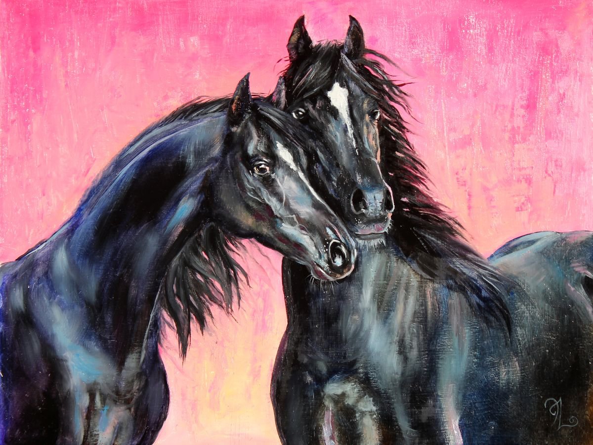 Black horses by Elina Vetrova