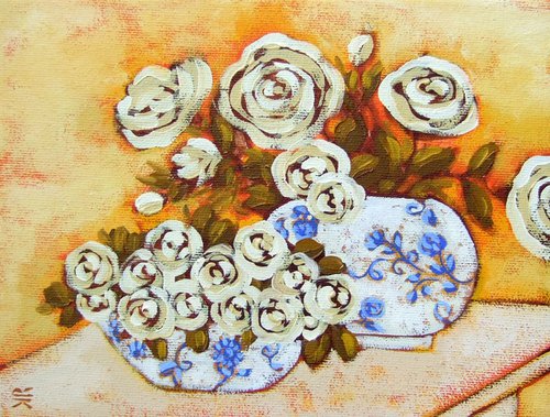 White Roses by Karen Rieger