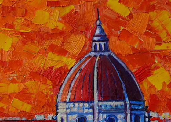 ABSTRACT SUNSET OVER DUOMO IN FLORENCE ITALY