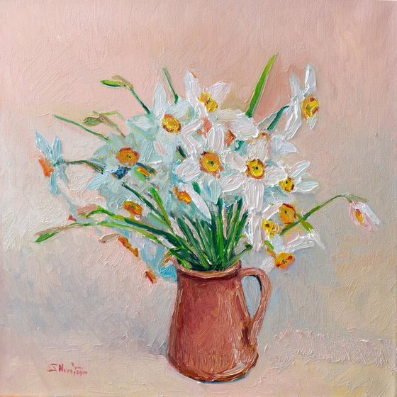 White Daffodils in a vase