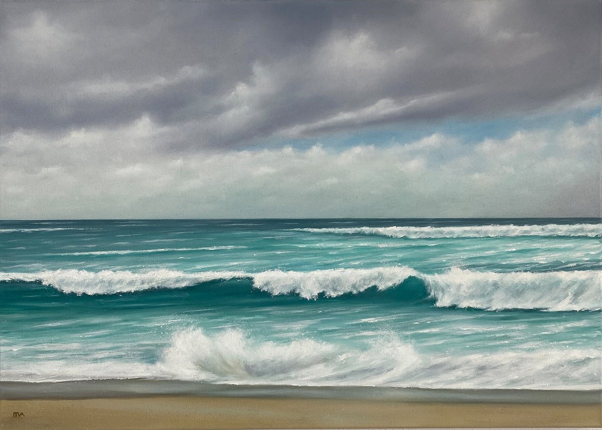 Expressive Oil Painting , The Long Tide By Mullo Art, 28 X 20, Artwork For Sale On Artfinder
