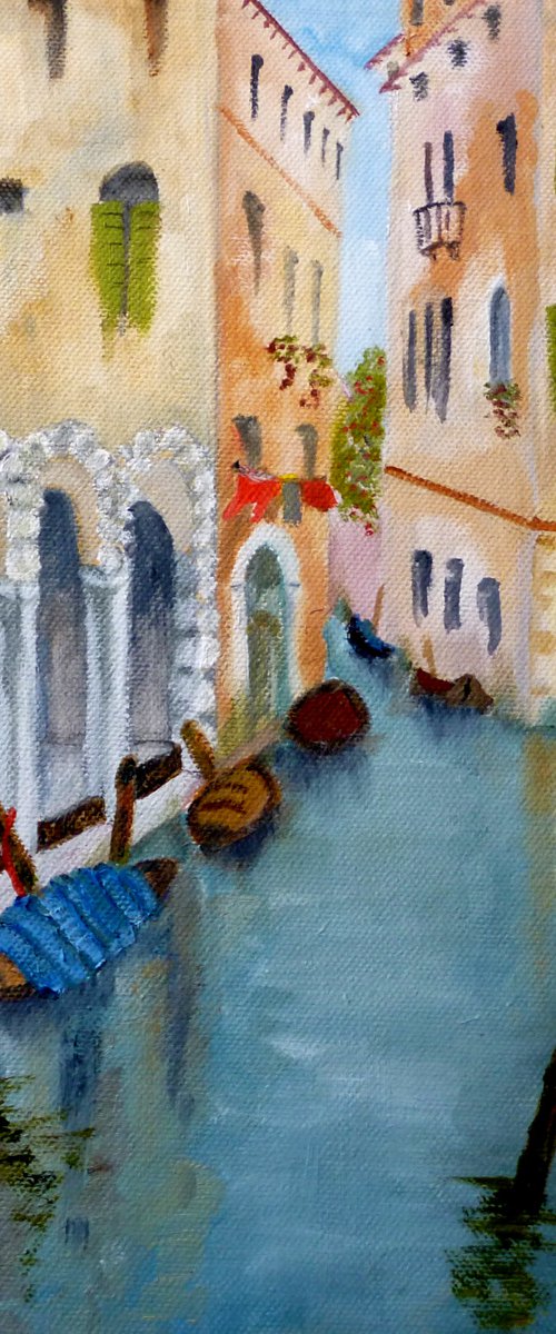 Boats moored in a Venetian Canal by Maddalena Pacini