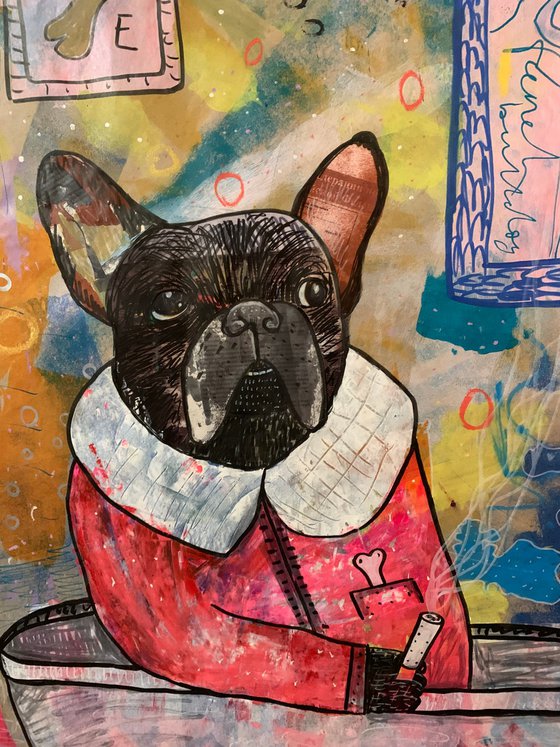 French bulldog in the bathroom