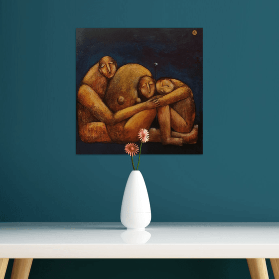 Caring (40x40cm, acrylic painting,  ready to hang)