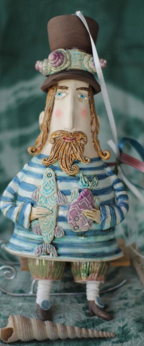Fisherman, hanging sculpture. by Elya Yalonetski