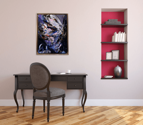 Enigmatic abstract dark purple still life painting by O KLOSKA