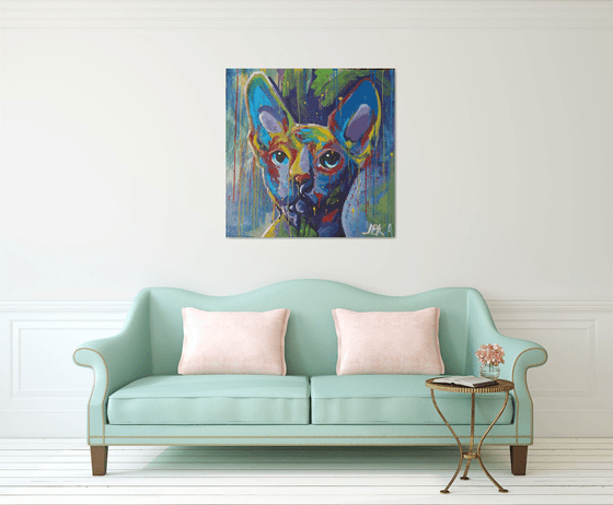 Sphynx cat Acrylic on canvas 100x100