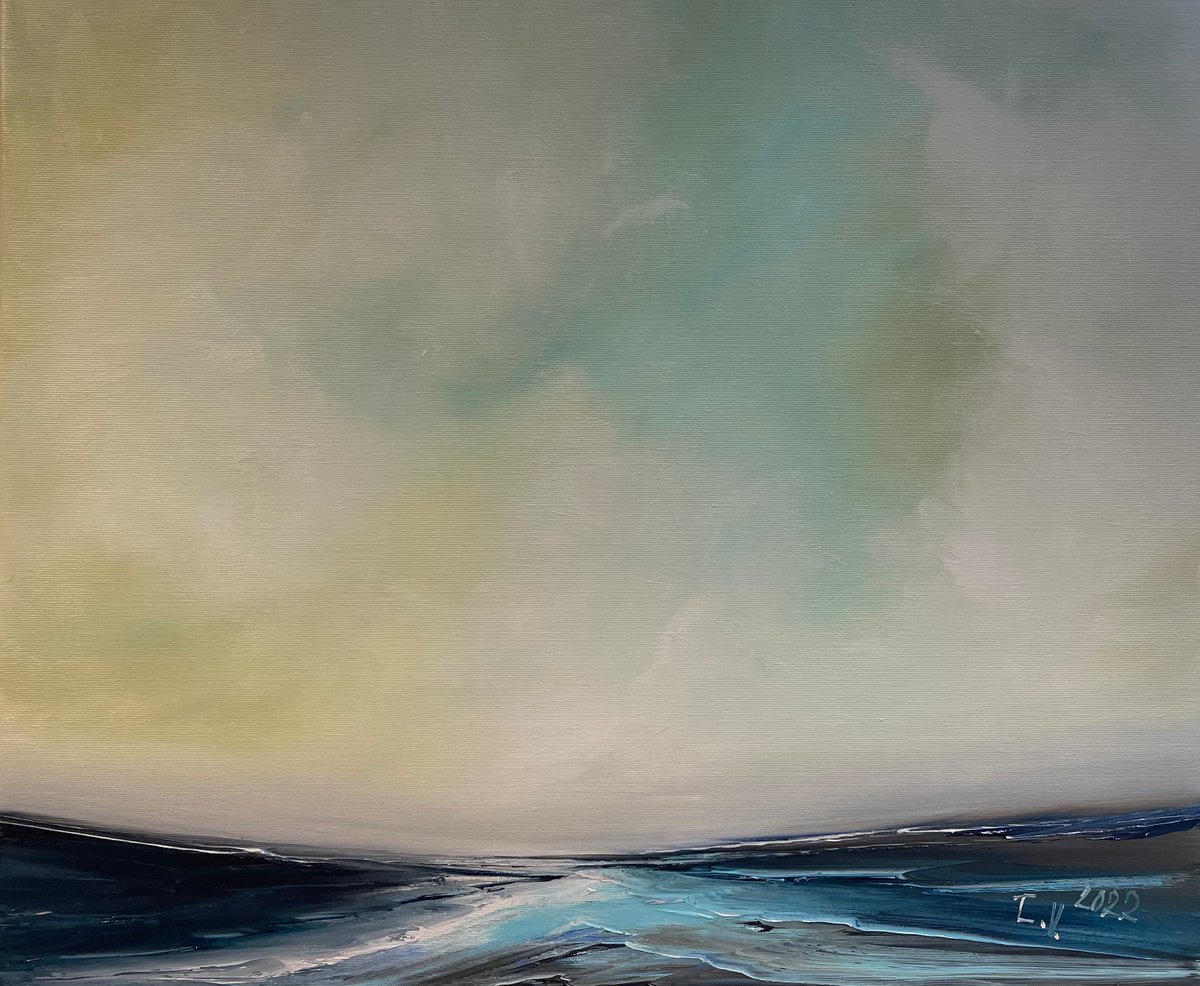 Impressionistic Landscape Oil Painting By Timea Valsami, 24 X 20", Serene Riverside, Original Artwork