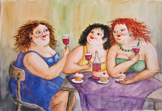 Women friends and Wine