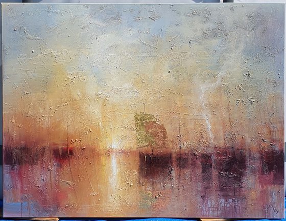 " Harbor of destroyed dreams - Golden Dawn " (W 130 x H 100 cm) SPECIAL PRICE!!!
