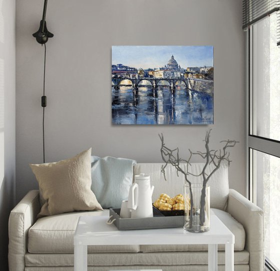 "Rome", city landscape, St. Angelo Bridge, Italy