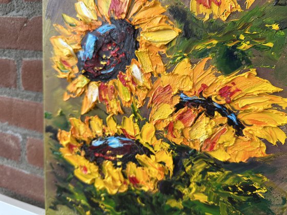 Texture Sunflower impasto art