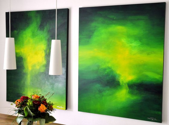 THE DARK SIDES OF OUR EMERALD GREEN MOON (diptych)