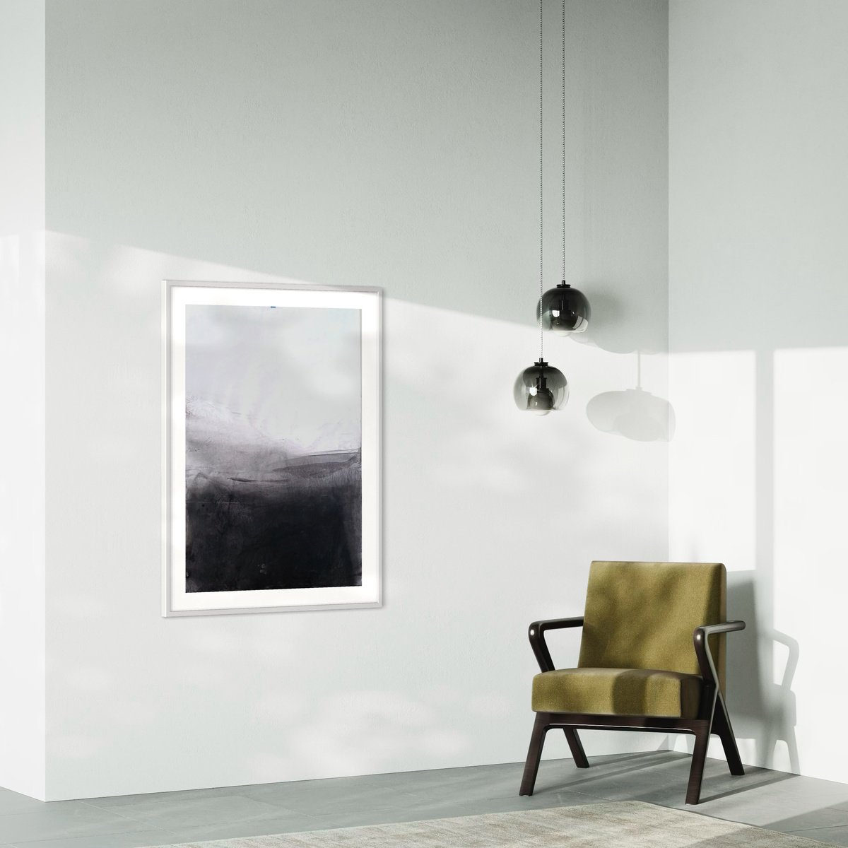 Abstract Landscape Charcoal Drawing By Marilina Marchica, 28 X 39", Landscape Bw, Original Artwork