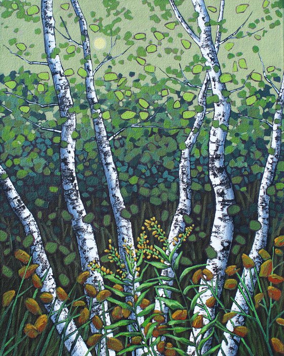 Birches with Goldenrod