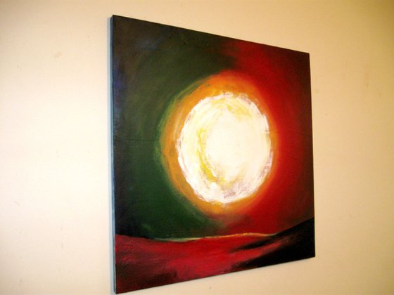 landscape painting abstract wall art "sunshine daydream" contemporary modern art acrylic 24 x 24 inches