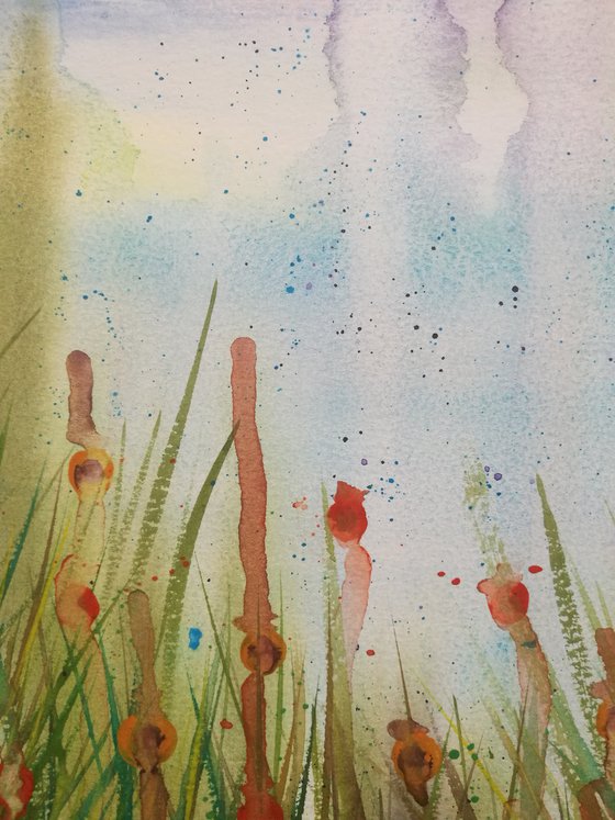Watercolour Flower Splash Diptych on paper