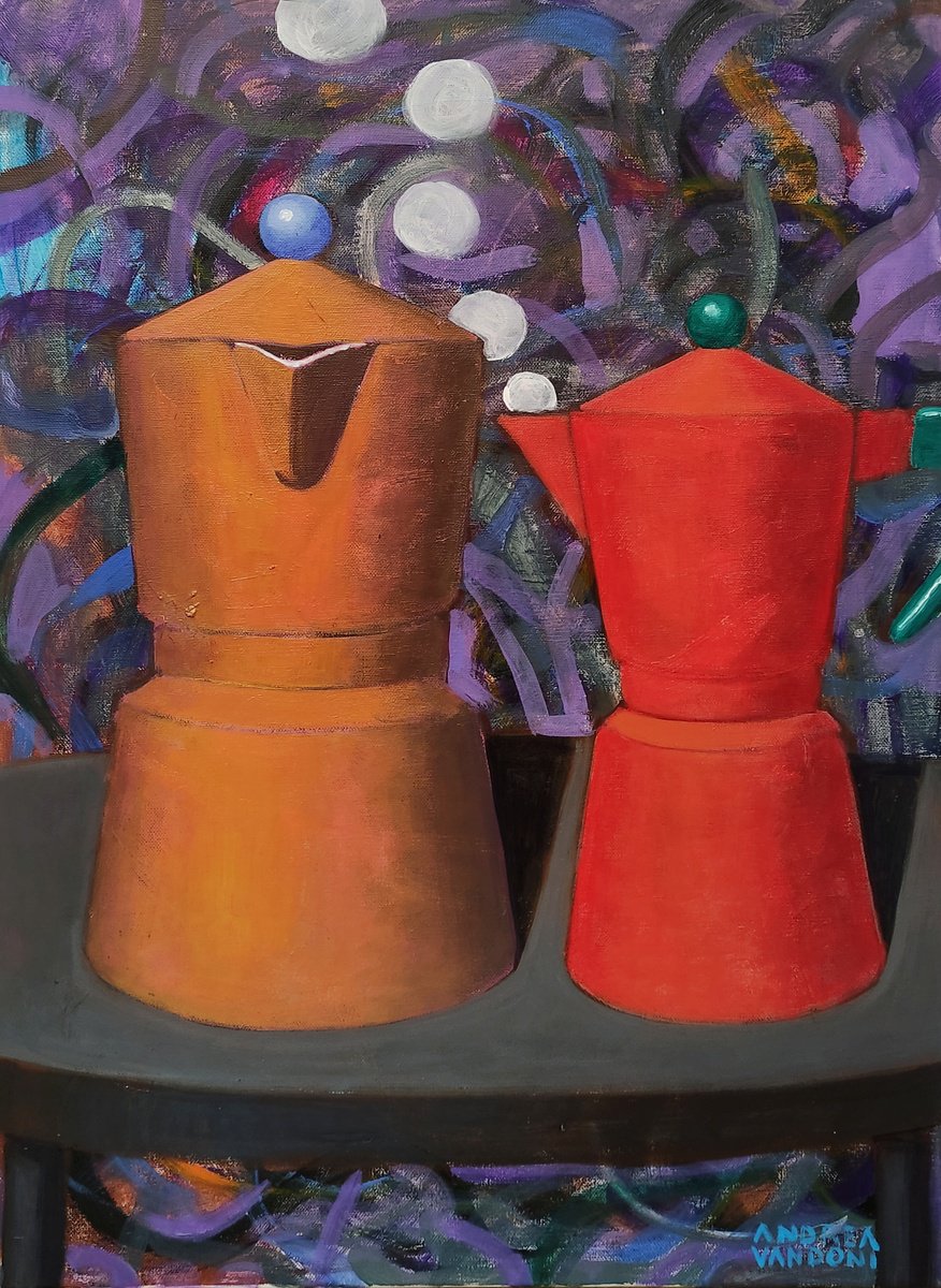 Impressionistic Still Life Acrylic Painting By Andrea Vandoni, 20 X 28, Males And Females - 11, Original Artwork