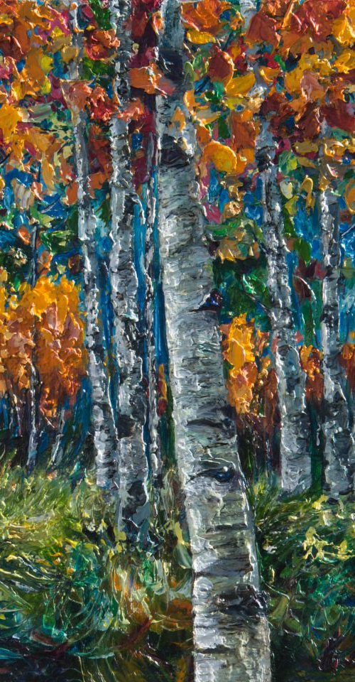 Aspen Trees (Palette Knife) by OLena Art - brand by Lena Owens at OLena Art
