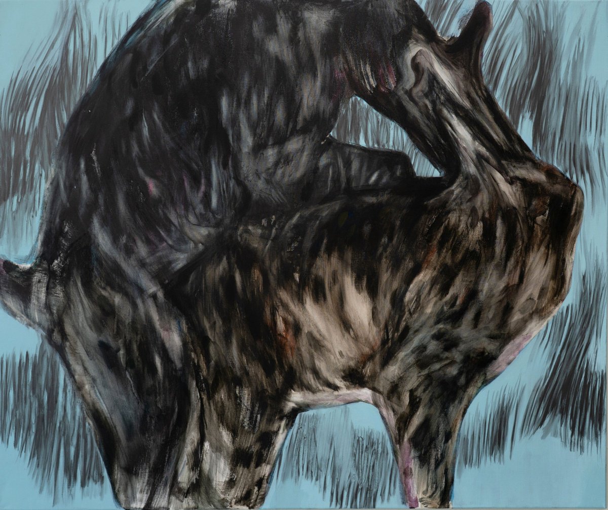 Expressive Animal Painting By Cynthia Gregorova, 43 X 37, Deep Connection Ii, Original Artwork